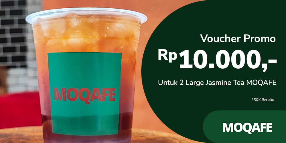 Gambar promo Voucher Promo Rp10.000,- untuk 2 Large Jasmine Tea MOQAFE dari MOQAFE